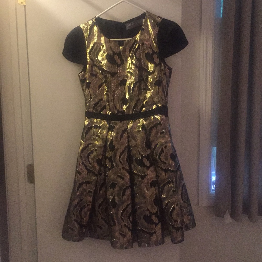 Hunter Bell Black and gold cocktail dress